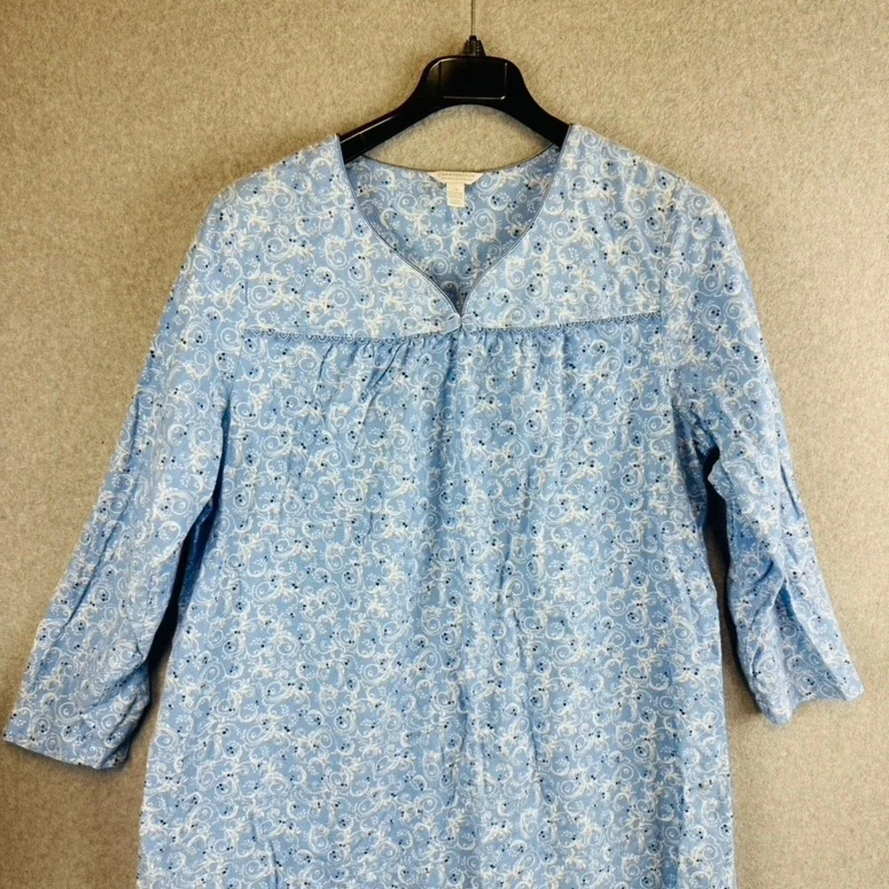 Charter Club Womans 2X Sleep Dress Nightgown Maxie Long Sleeve 100% Cotton